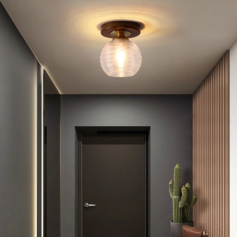 Nordic Solid Glass Square Round Geometry 1-Light Semi-Flush Mount Ceiling Light