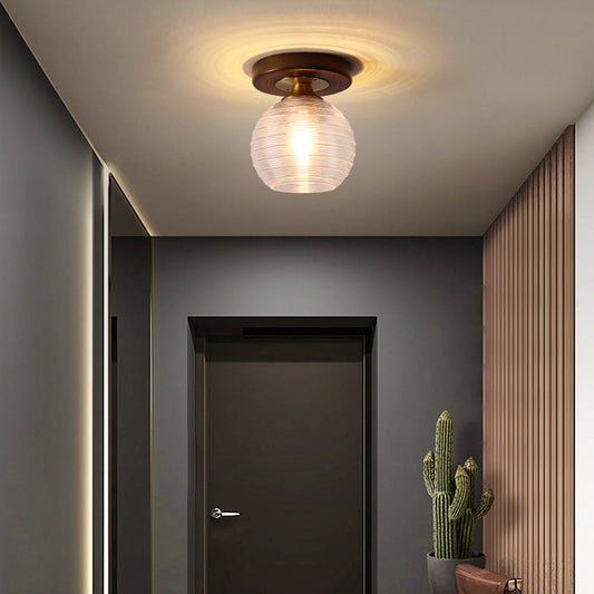 Nordic Solid Glass Square Round Geometry 1-Light Semi-Flush Mount Ceiling Light