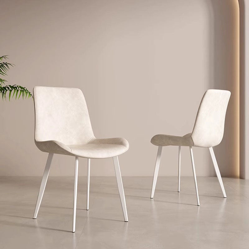 Contemporary Scandinavian PU Leather Carbon Steel Sponge Square Curved Dinining Chair Backrest For Dining Room