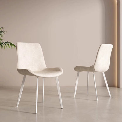 Contemporary Scandinavian PU Leather Carbon Steel Sponge Square Curved Dinining Chair Backrest For Dining Room