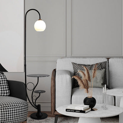 Modern Minimalist Marble Table Iron Linen Glass 1-Light Standing Floor Lamp