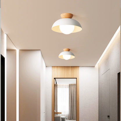 Nordic Minimalist Round Dome Iron Glass 1-Light Semi-Flush Mount Ceiling Light