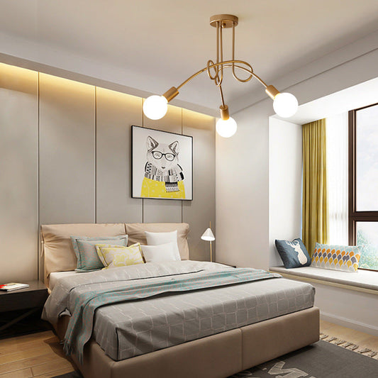 Contemporary Creative Bent Iron 3/5 Light Chandelier For Living Room