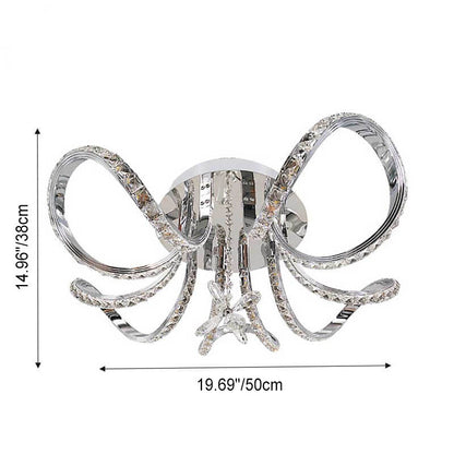Modern Luxury Crystal Flower Shape LED Semi-Flush Mount Ceiling Light