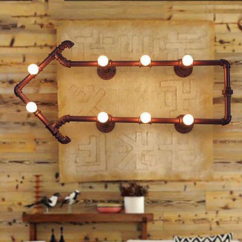 Traditional Vintage Arrowhead Iron Tube Acrylic 8-Light Wall Sconce Lamp For Bedroom
