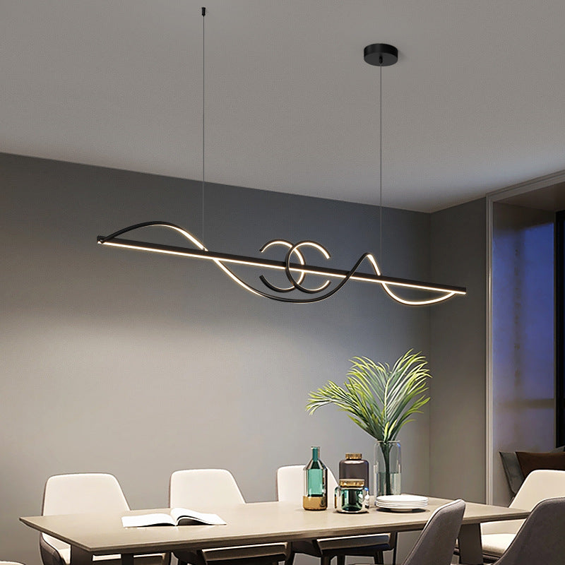 ثريات جزيرة LED من الحديد والألومنيوم بتصميم عصري بسيط لغرفة الطعام 