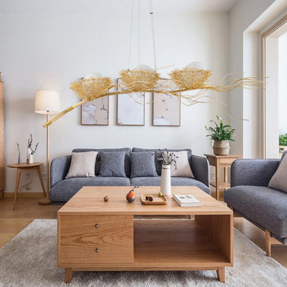 Contemporary Creative Bird's Nest Aluminum 3-Light Chandelier For Living Room
