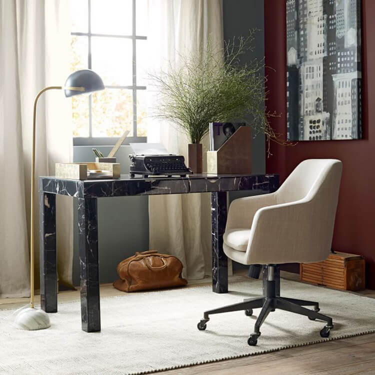 Modern Minimalist Spherical Metal Marble Adjustable Angle 1-Light Standing Floor Lamp