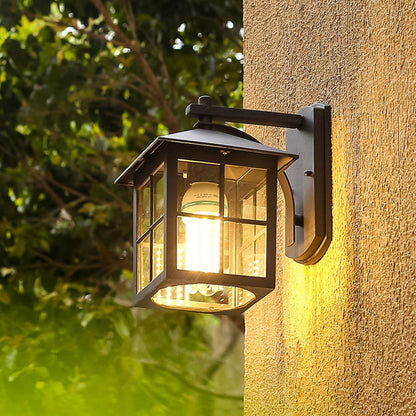 Modern Simplicity Waterproof Aluminum Square Glass Shade 1-Light Wall Sconce Lamp For Outdoor Patio