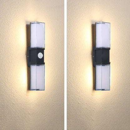 مصباح حائط LED خارجي مقاوم للماء بتصميم مستطيل بسيط وحديث مصنوع من الألومنيوم 