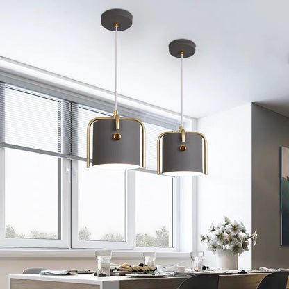 Contemporary Scandinavian Macaron Cylinder Iron 1-Light Pendant Light For Bedroom