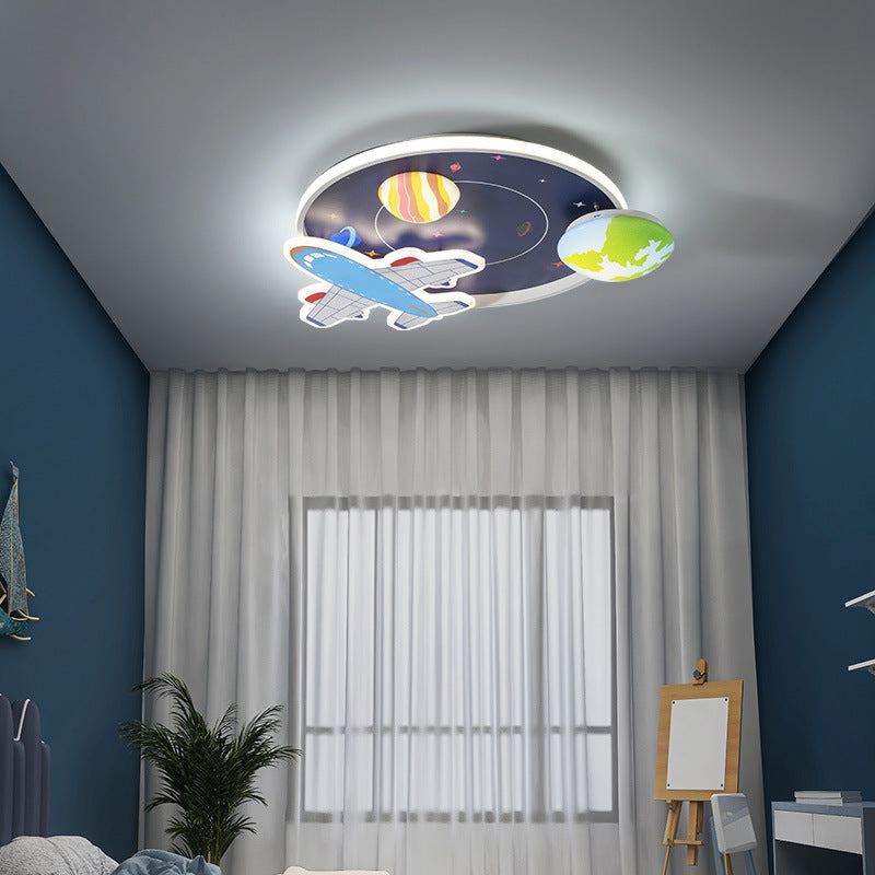 Cartoon Creative Aircraft Space LED Kids Flush Mount Ceiling Light