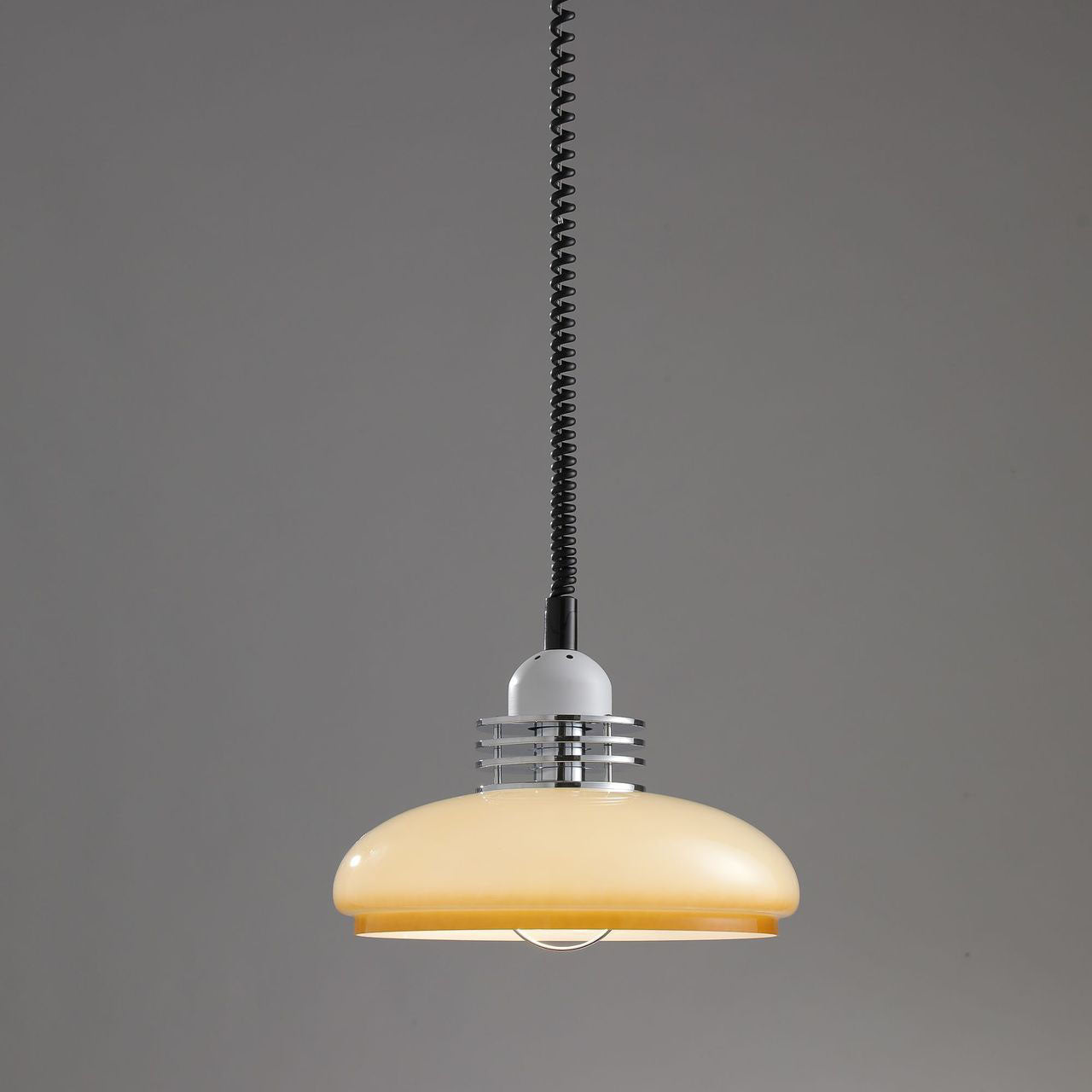 Japanese Minimalist Hardware Glass Round Head Retractable 1-Light Pendant Light