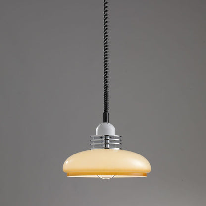 Japanese Minimalist Hardware Glass Round Head Retractable 1-Light Pendant Light