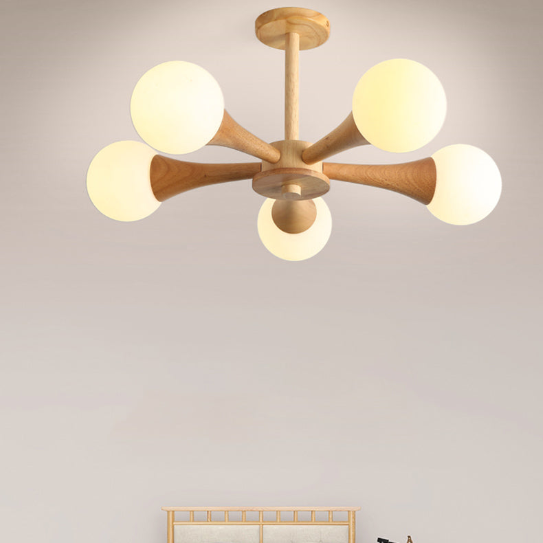 Japanese Log Fork 3/4/5-Light Semi-Flush Mount Light