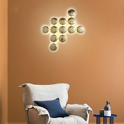 Contemporary Luxury Titanium Round Circle 10/14/24 Light Wall Sconce Lamp For Hallway