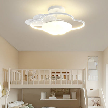 Modern Cream Clouds Iron Acrylic LED Semi-Flush Mount Ceiling Light