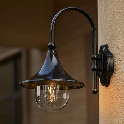 Contemporary Industrial Aluminum Horn Shape 1-Light Wall Sconce Lamp For Outdoor Patio