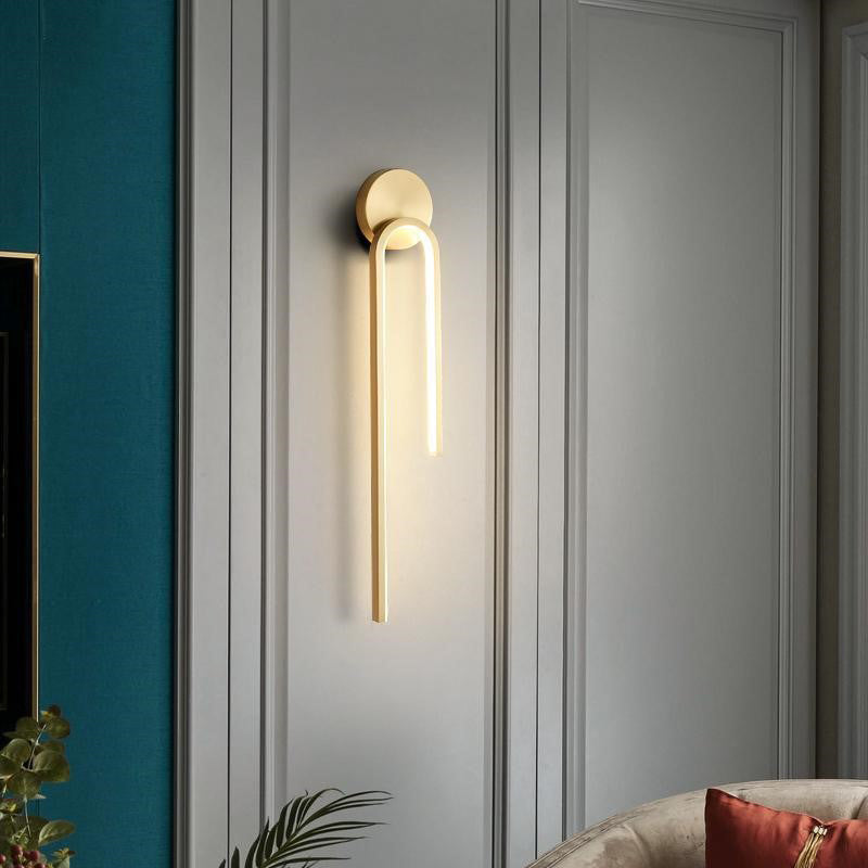 مصباح حائط LED بتصميم عصري بسيط مصنوع من النحاس والألومنيوم بخطاف دائري لغرفة النوم 