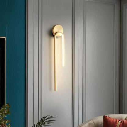 مصباح حائط LED بتصميم عصري بسيط مصنوع من النحاس والألومنيوم بخطاف دائري لغرفة النوم 