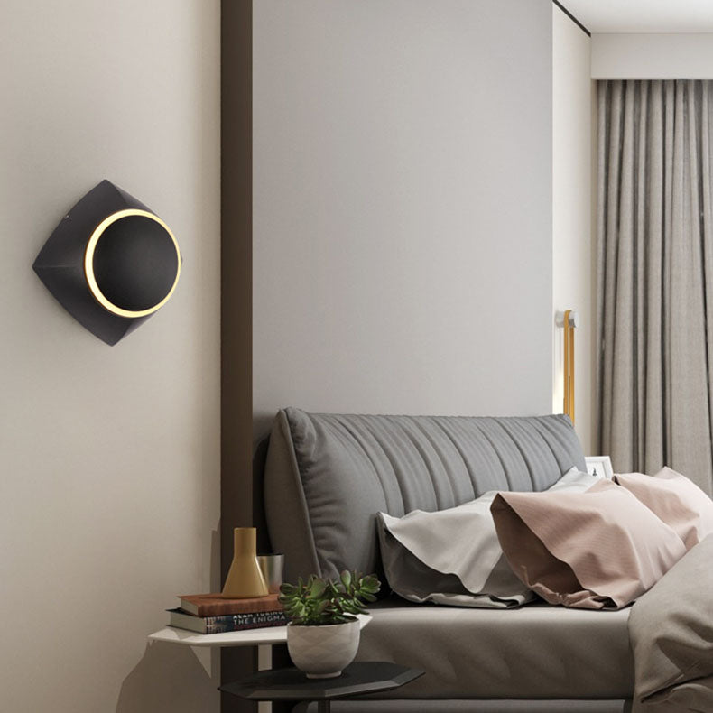 Contemporary Scandinavian Sphere Square Base Aluminum Acrylic Wall Sconce Lamp For Bedroom