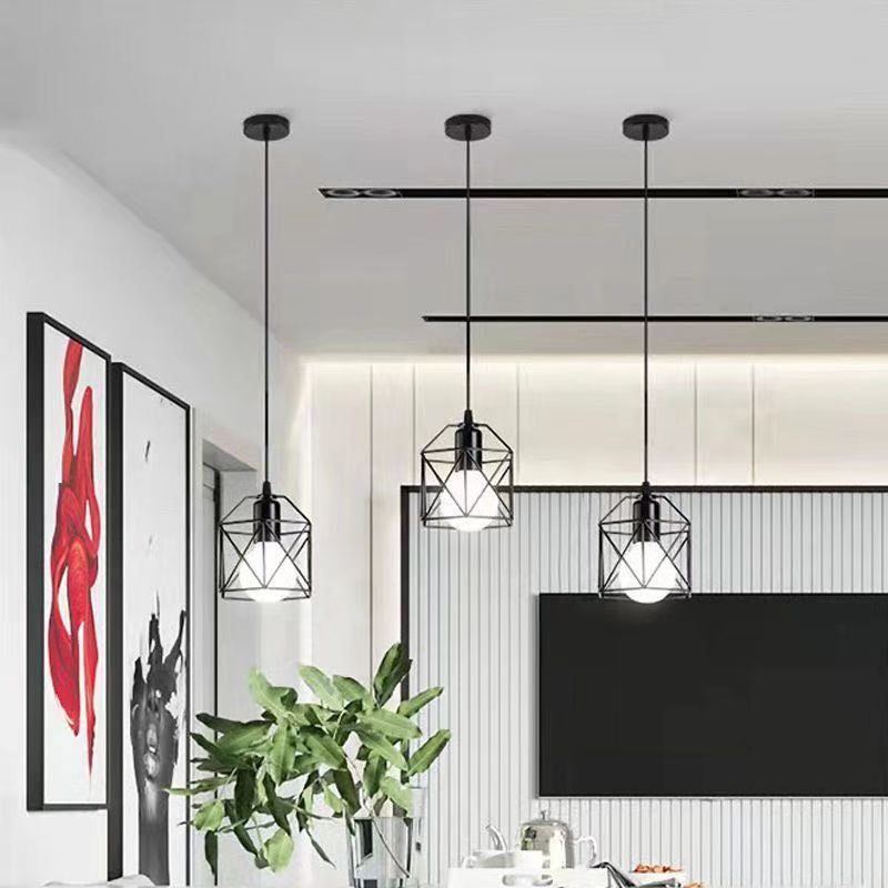 ثريا جزيرة حديدية بتصميم هندسي بسيط صناعي بإضاءة 1/3 
