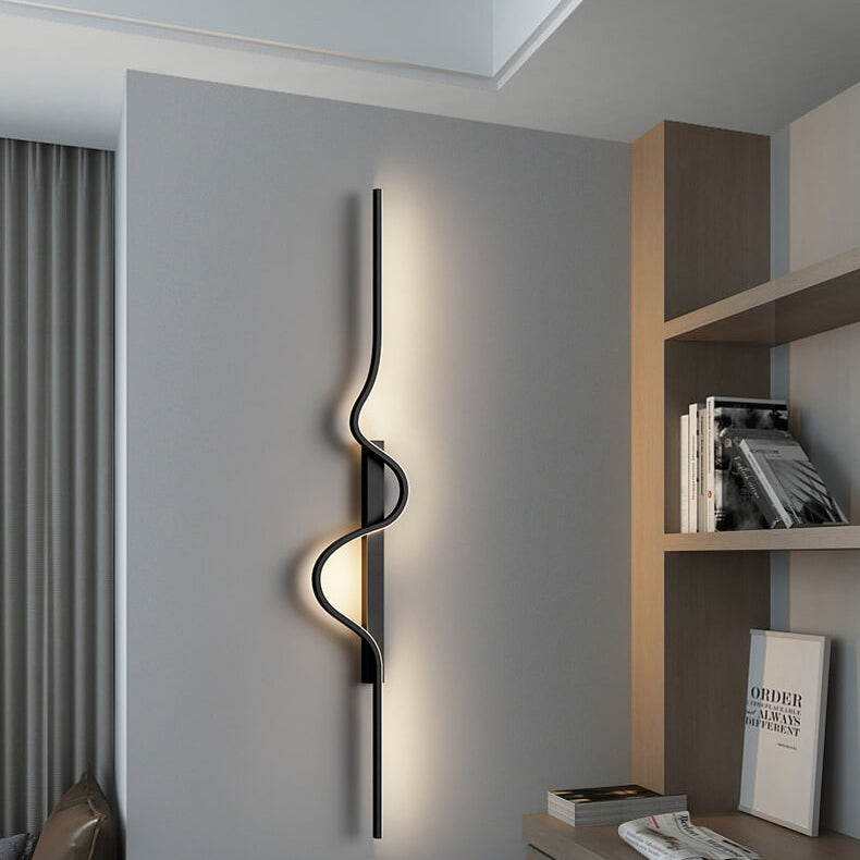 مصباح حائط LED من الألومنيوم بتصميم موجة طويلة عصري وبسيط لغرفة المعيشة