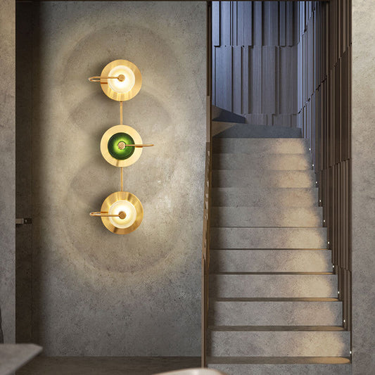 مصباح حائط LED دائري فاخر من Nordic Light مصنوع من المعدن والزجاج 
