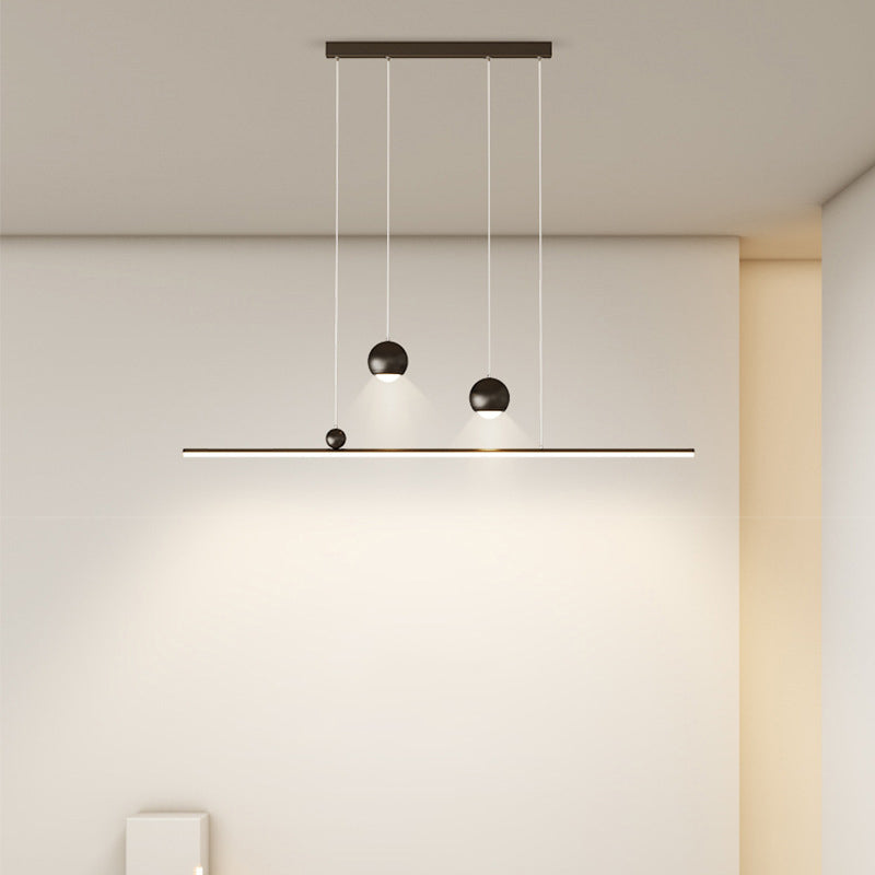 ثريا جزيرة LED مصنوعة من الحديد والألومنيوم والأكريليك بتصميم عصري بسيط لغرفة الطعام 