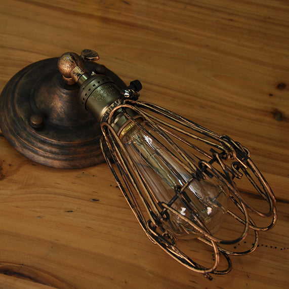 Traditional Vintage Cage Iron 1-Light Wall Sconce Lamp For Living Room