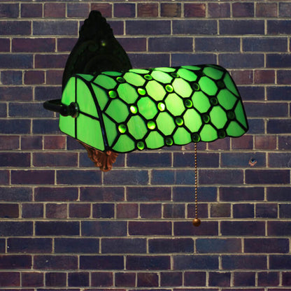 Tiffany Lucite Beads Stained Glass 1-Light Wall Sconce Lamp
