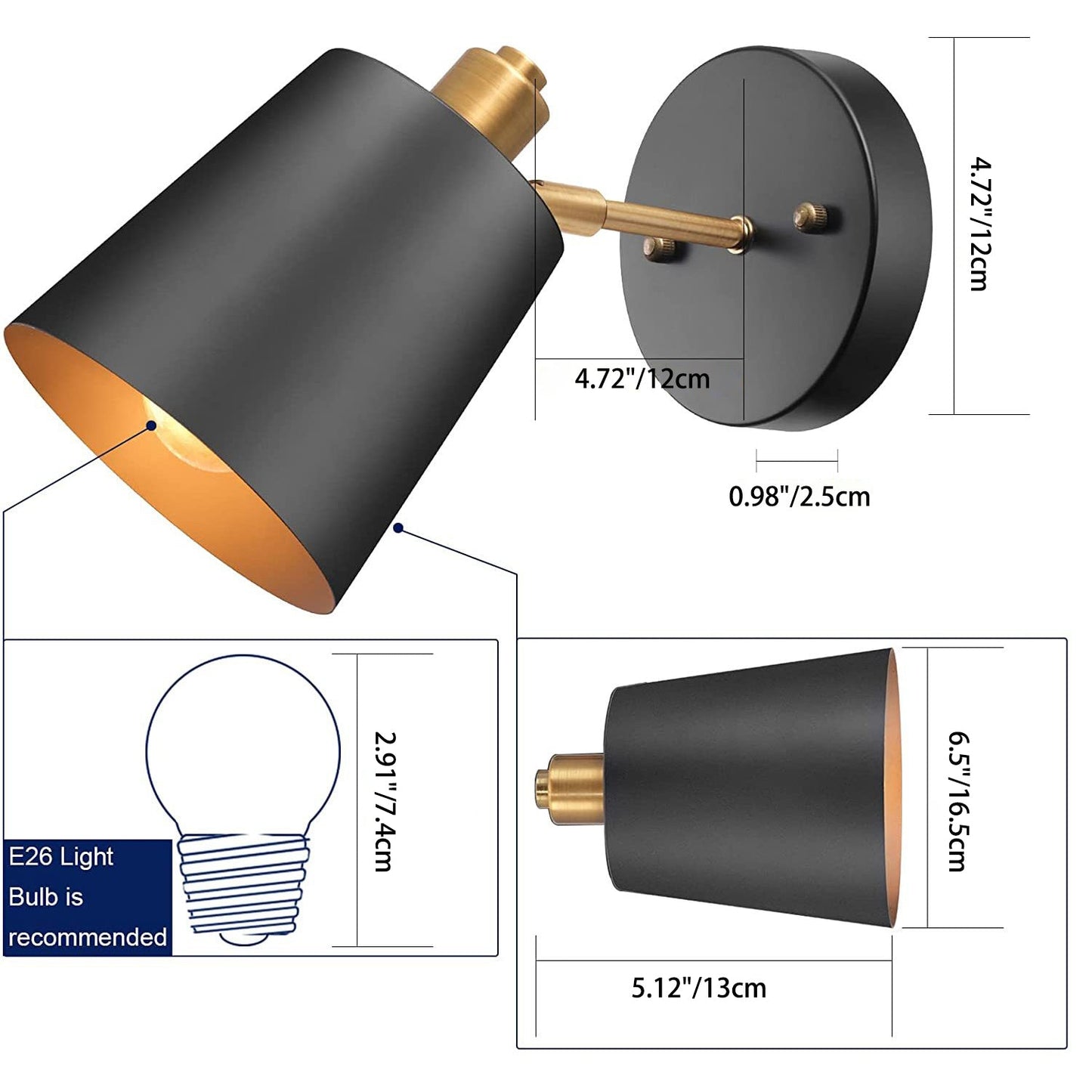 Contemporary Industrial Cylinder Iron 1-Light Wall Sconce Lamp For Bedroom