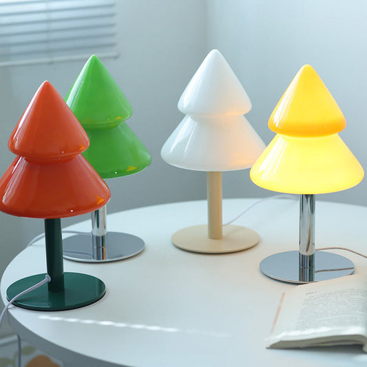 Modern Art Deco Iron Glass Christmas Tree LED Table Lamp For Bedroom