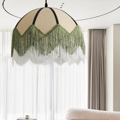 Traditional Vintage Flower Shaped Fabric Iron 1-Light Pendant Light For Living Room