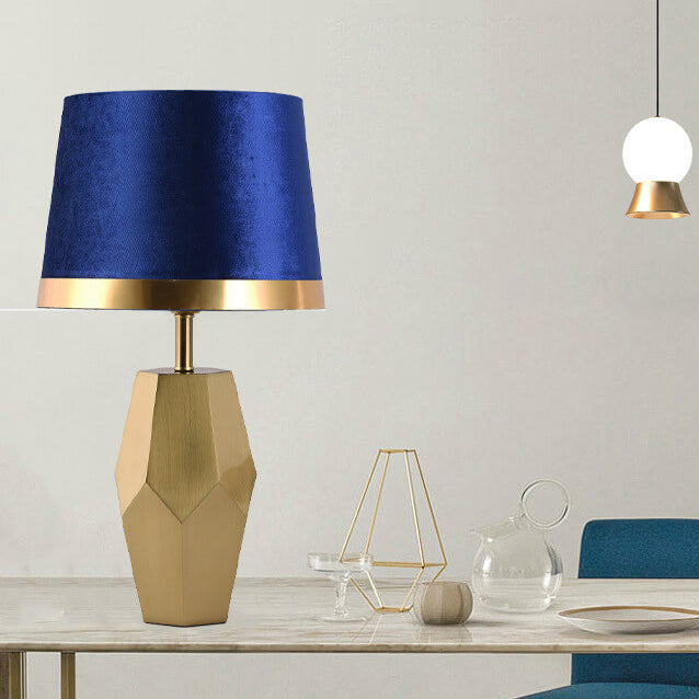 Luxury Art Fabric Metal Geometric Base 1-Light Table Lamp