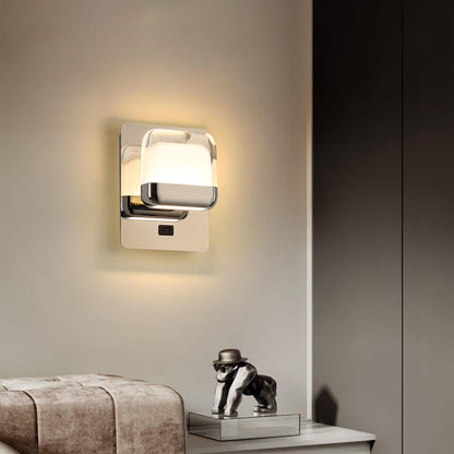 مصباح حائط LED مربع الشكل مصنوع من الأكريليك بتصميم عصري وبسيط من الفولاذ المقاوم للصدأ 