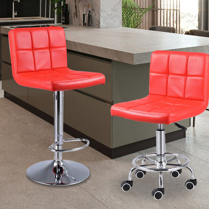 Contemporary Simplicity Square PU Leather Adjustable Swivel Bar Stool Backrest Footrest For Dining Room