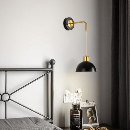 Modern Minimalist Half Circle Pendant Wire Iron 1-Light Wall Sconce Lamp For Bedroom