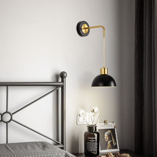 Modern Minimalist Half Circle Pendant Wire Iron 1-Light Wall Sconce Lamp For Bedroom