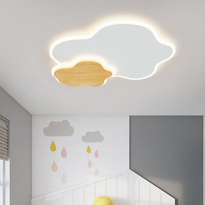 Japanese Minimalist Cloud Log Acrylic LED Flush Mount Lighting