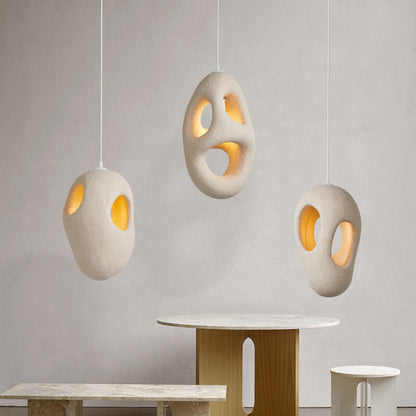 Japanese Wabi-sabi Resin Geometric Circle 1-Light Pendant Light