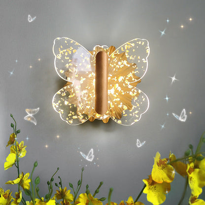 Contemporary Luxury Hardware Acrylic Butterfly LED Wall Sconce Lamp For Bedroom