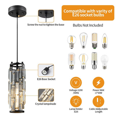 Modern Luxury Crystal Column Iron 1/3/4 Light Island Light Chandelier