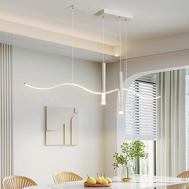 ثريا LED ذات خطوط مموجة من الألومنيوم بتصميم هندسي عصري بسيط لغرفة المعيشة