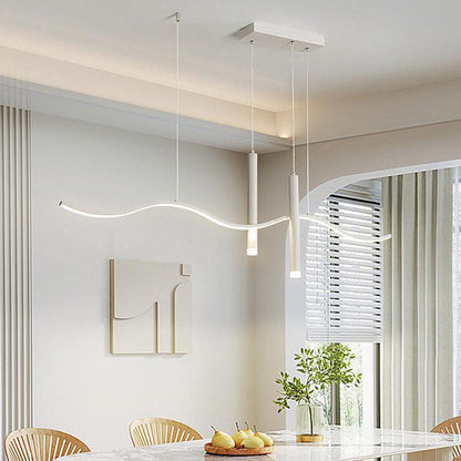 ثريا LED ذات خطوط مموجة من الألومنيوم بتصميم هندسي عصري بسيط لغرفة المعيشة