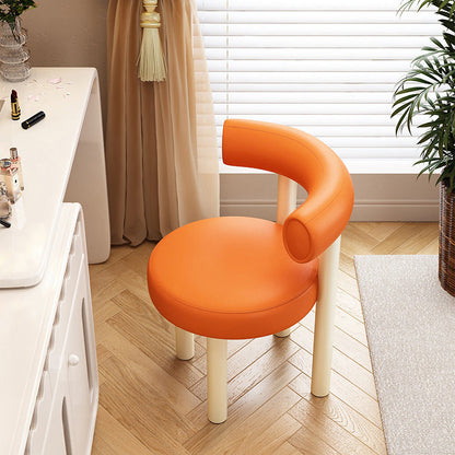 Contemporary Nordic Round Artificial Leather Iron Frame Vanity Stool Arc Back For Bedroom