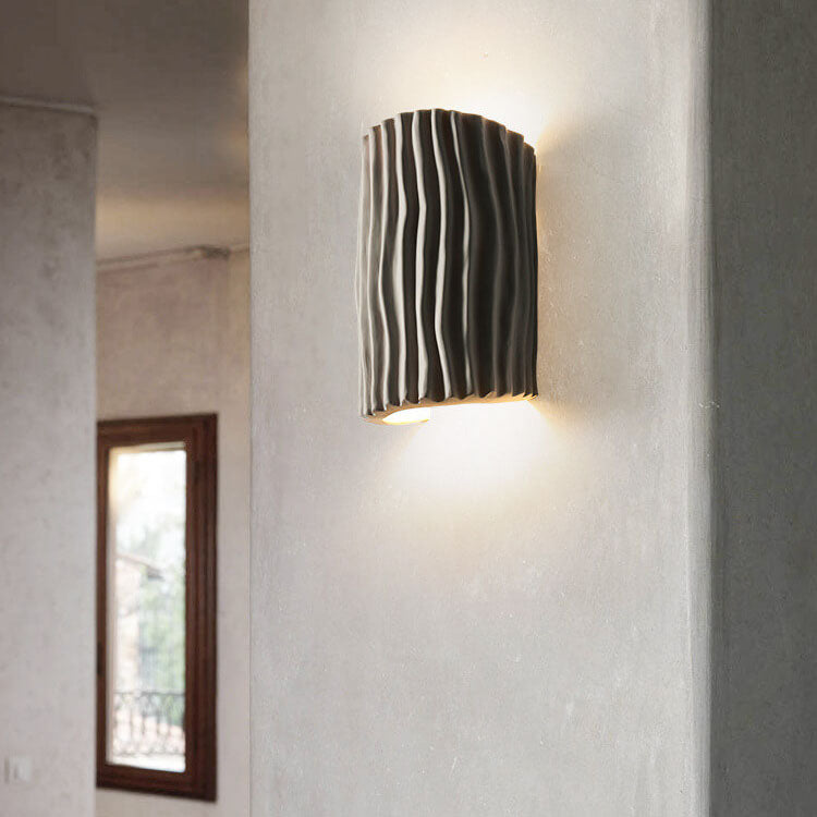 Nordic Creative Resin Striped Half Cylinder 2-Light Wall Sconce Lamp
