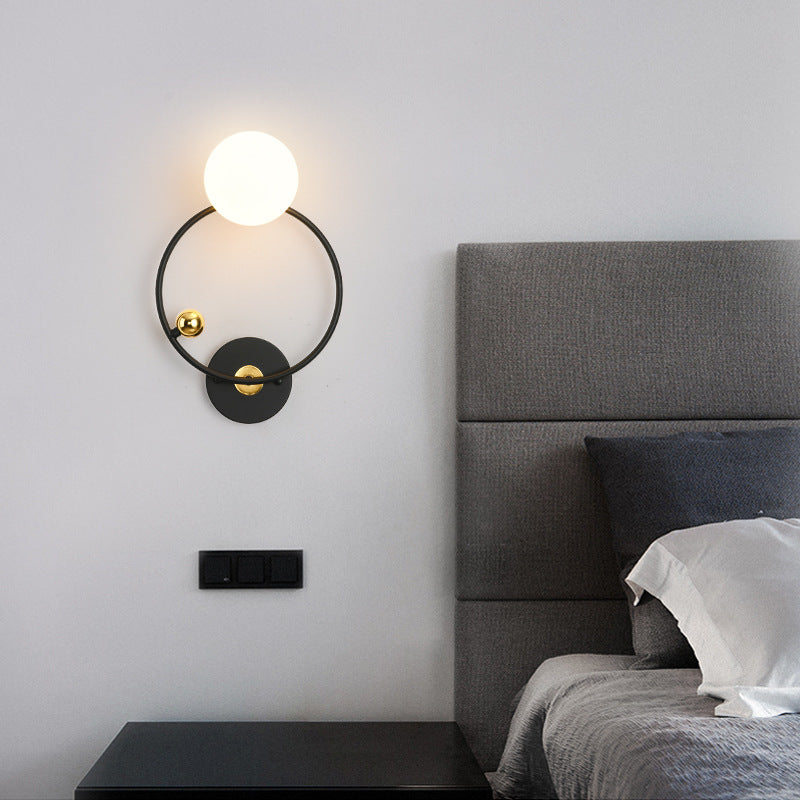 Nordic Minimalist Round Ball Iron Glass 1-Light Wall Sconce Lamp
