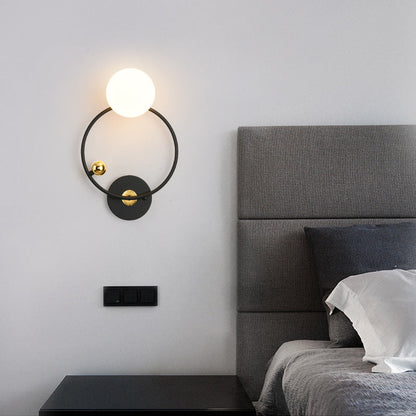 Nordic Minimalist Round Ball Iron Glass 1-Light Wall Sconce Lamp