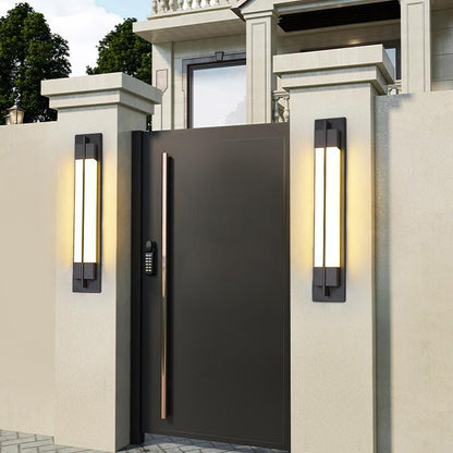 Traditional Chinese Imitation Marble Rectangle Acrylic Shade LED Waterproof Wall Sconce Lamp For Outdoor Patio